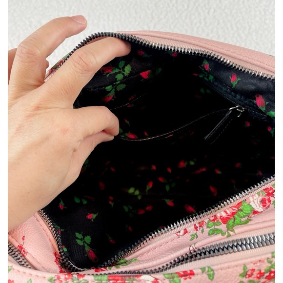 (NWOT) BETSEY JOHNSON • Pink/Multi Floral Print Faux Leather XL Cosmetic Bag - Picture 10 of 16